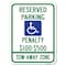 Signmission Reserved Parking Penalty $100 to $500 Tow-Away Zone with Symbol Parking, A-1824-22989 A-1824-22989 - alternate 1